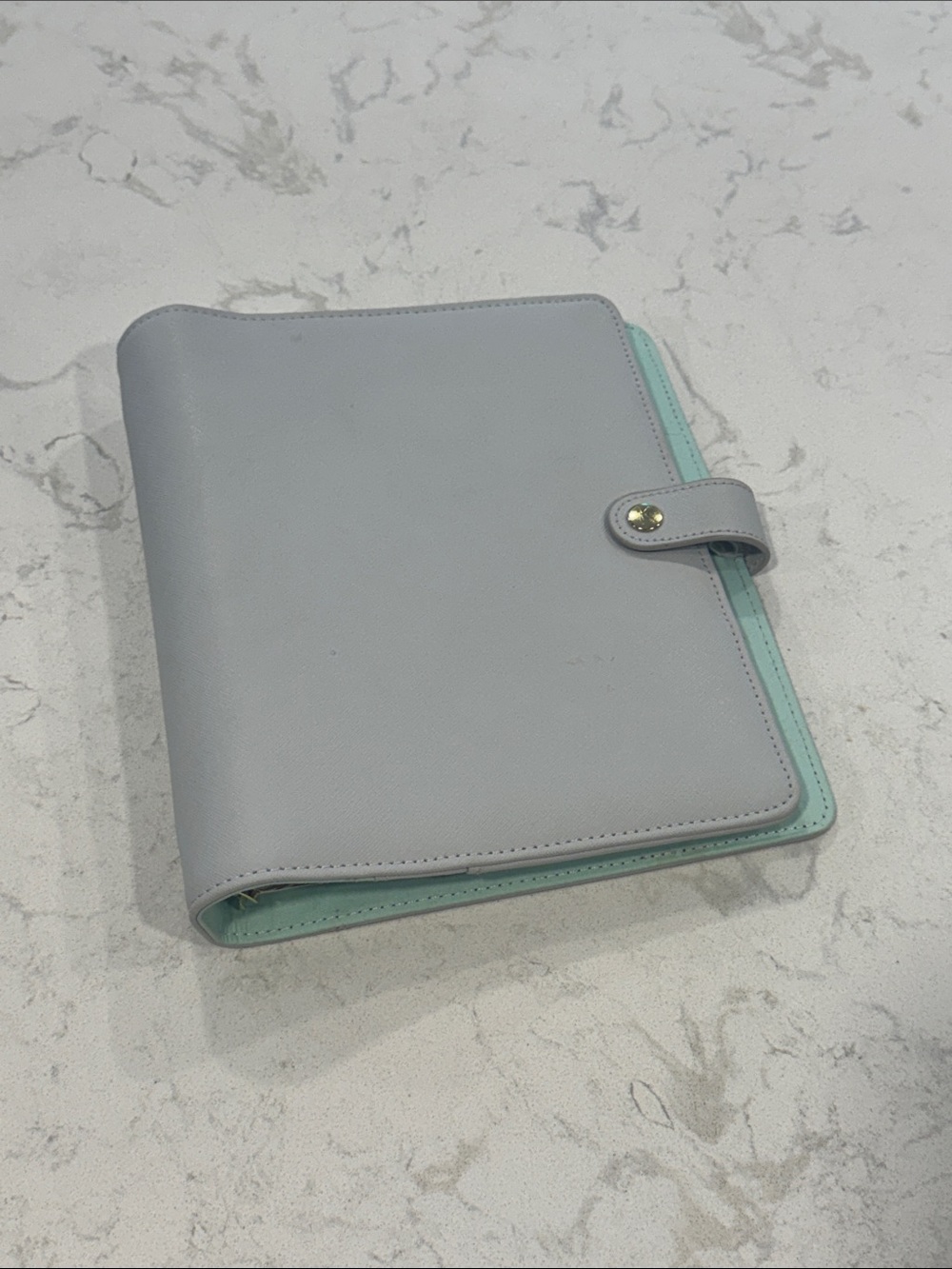 KiKiK Gray Faux Leather A5 Planner Binder Organizer Agenda with Snap Closure